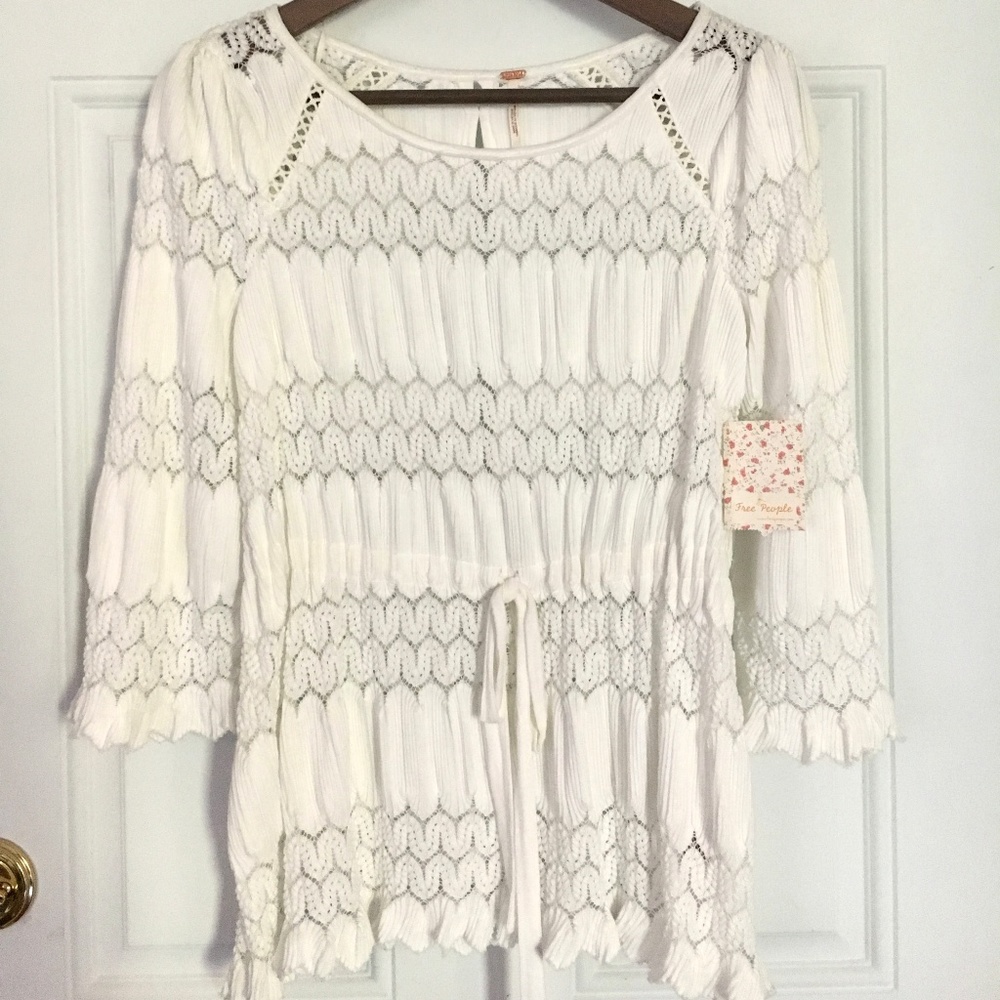 NWT Free People Ivory Lace Shirt Top